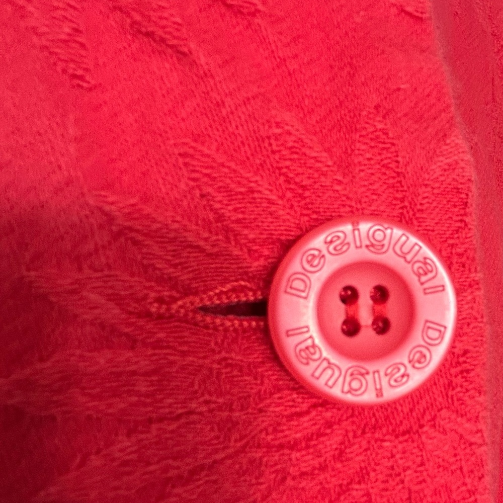 Red Women's Textured Button-Front Coat - Picture 4 of 5